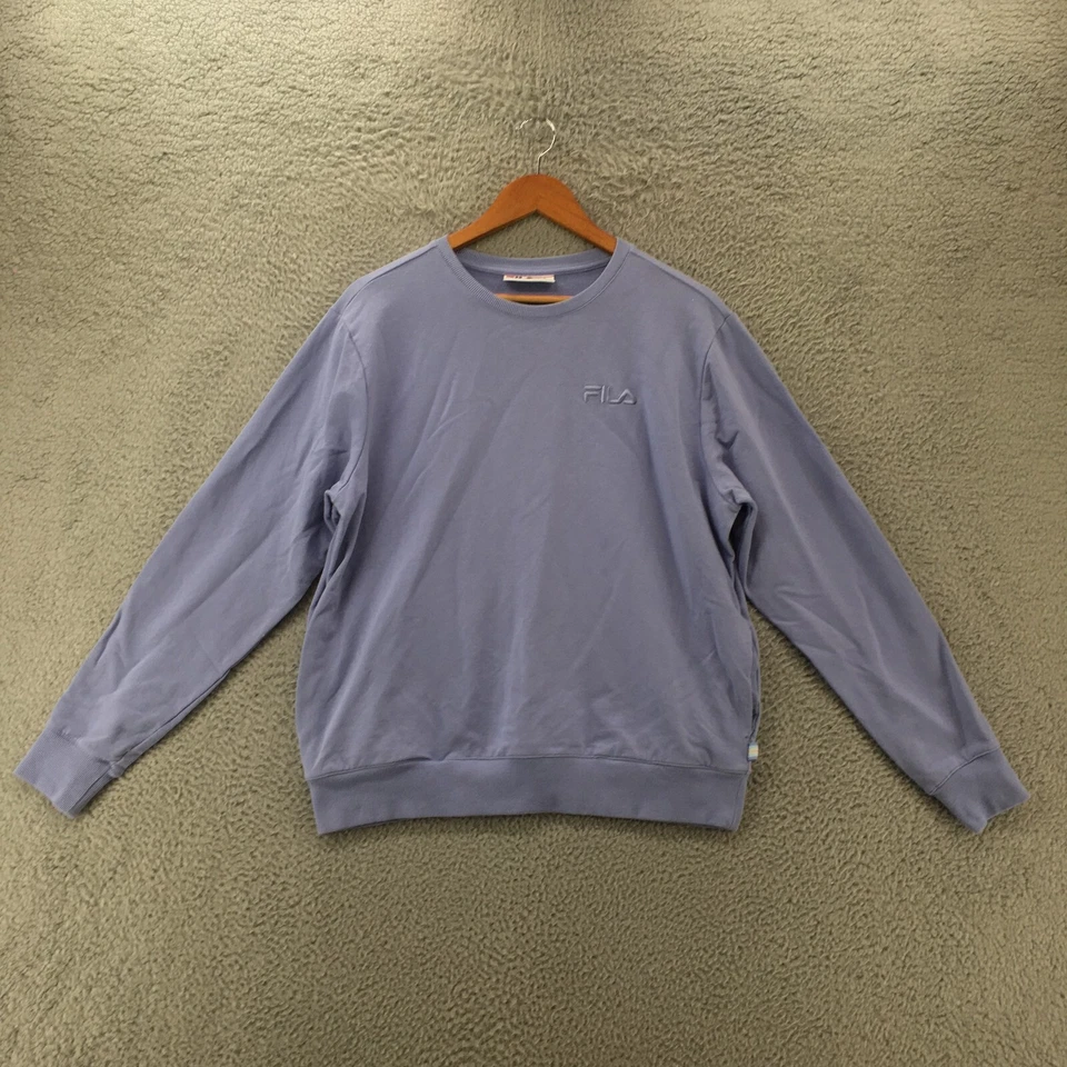 Fila Pullover Sweatshirt Womens L Blue Cotton Blend Solid Side Pocket Crew Neck - Image 1 of 4