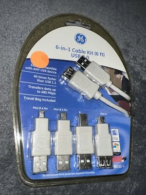 USB 2.0 6 in 1 Cable Kit 6 ft General Electric - Image 1 of 2