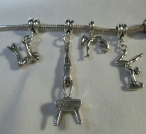 4 OPTS: 925 SILBER GYMNASTIK HÄNGER CHARM: SCHWEBEBALKEN~UNGLEICHMÄSSIGE STÄBE~BODENROUTINE - Bild 1 von 11