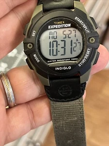 Timex Men's Expedition Digital Black & Green Nylon Strap T49993 Chronograph - Picture 1 of 10