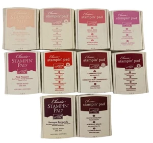 Lot 10 Stampin Up! Classic Ink Stamp Pads Retro Craft Juicy Inkpads Retired Reds - Picture 1 of 6