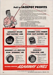 Anuncios impresos Ashaway Fishing Lines 1956 - Imagen 1 de 2