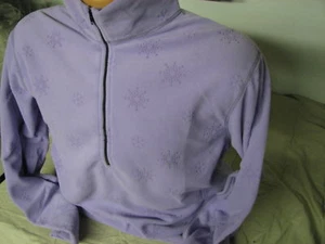 *medium adult pullover half zip purple snowflake fleece - Picture 1 of 2
