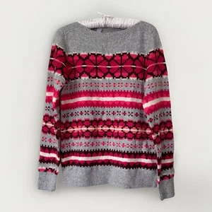 Loft Fair Isle Sweater Size Medium New With Tags Never Worn Grey - Picture 1 of 8