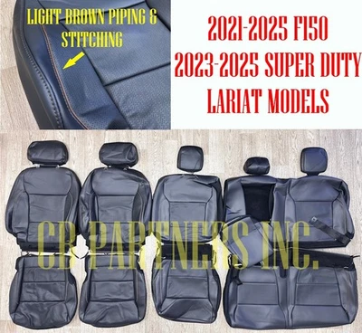 2025 OEM NEW TAKEOFF FORD SUPER DUTY LEATHER SEAT UPHOLSTERY SET BROWN PIPING - Image 1 of 4