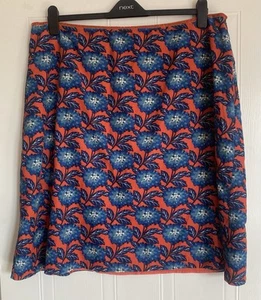 Seasalt Cornwall Size 20 Red Blue Floral Recital Lined Skirt Corduroy Cord - Picture 1 of 9