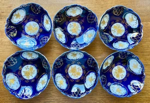 6x Russia Imperial Lomonosov Hand Decorated Dish/Bowl Cobalt Blue Gold 4.5” EUC - Picture 1 of 6