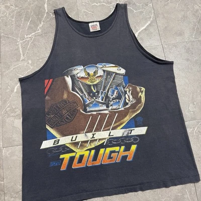 Rare 1990 Harley Davidson Built Tough Tank Top Shirt Size Large - Image 1 of 4
