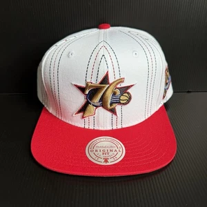 NWT Philadelphia 76ers Mitchell & Ness White Red NBA Triplin Snapback Hat Cap - Picture 1 of 7