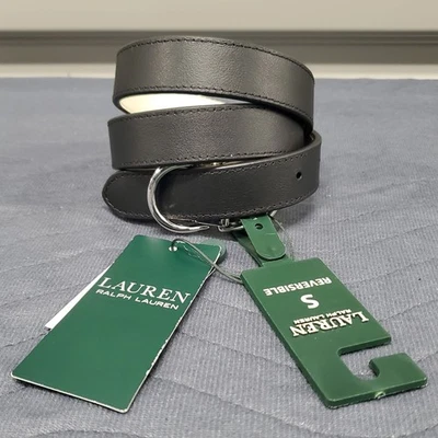 Ralph Lauren Womens Small Reversible Ebony Ivory Leather Belt BNWT 17618 - Image 1 of 4