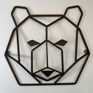 Rustic Modern Bear Wall Decor Geometric Design Metal 3-D Effect 14”x13” - Picture 1 of 9