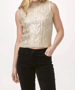 Dear John Denim Talia Metallic Cable Knit Sweater Vest Size M - Picture 1 of 4