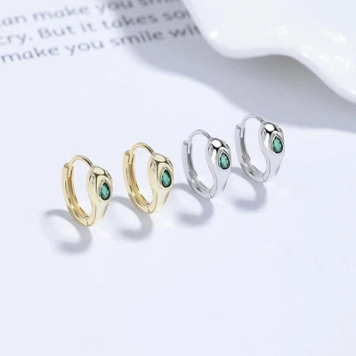 2025 Neue Smaragd Zirkon Zodiac Schlange Ohrringe S925 Reines Silber - Bild 1 von 4