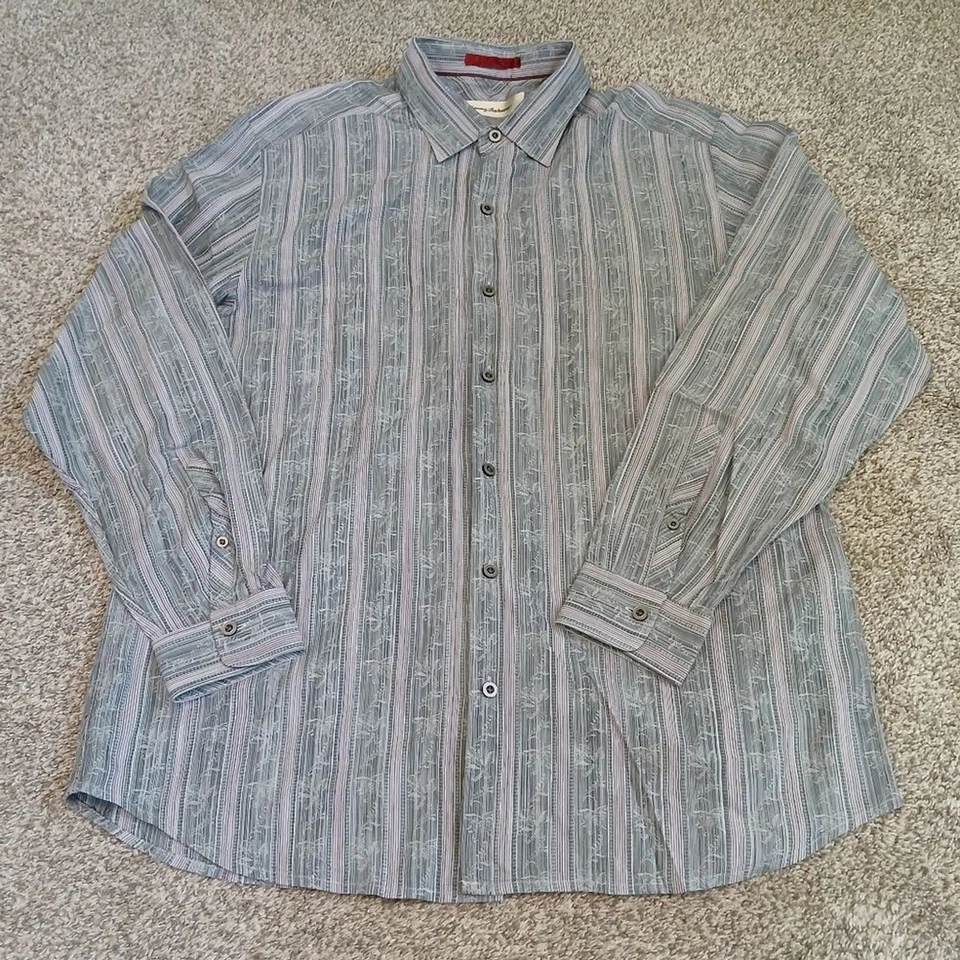 Camisa Tommy Bahama Estampado Floral Rayas Con Botones Manga Larga Para Hombre Grande Foto 1 de 4