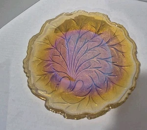 Vintage Indiana Glass Marigold Carnival Glass Leaf Platter 10 in. - Picture 1 of 3