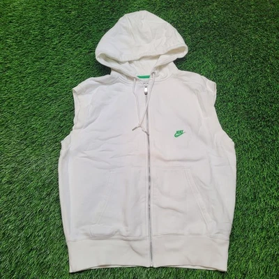 Nike Sportswear Hoodie Vest Mens M (Fits L) White Sleeveless Athleisure Gym - Image 1 of 4