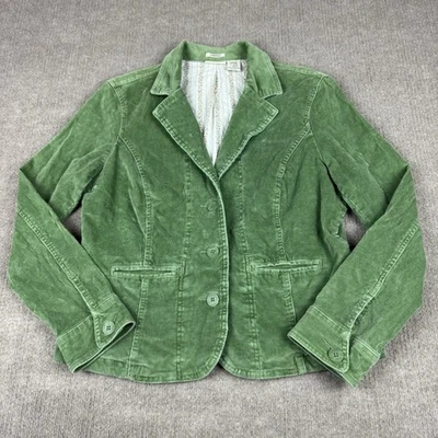 St Johns Bay Jacket Womens L Green Corduroy Stretch Fitted Chic Smart Casual Y2K - Image 1 of 4