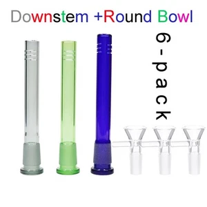 Hookah Water Smoking Pipe Glass Bong Downstem with 14mm Male Bowl, Set of 3 - Bild 1 von 3
