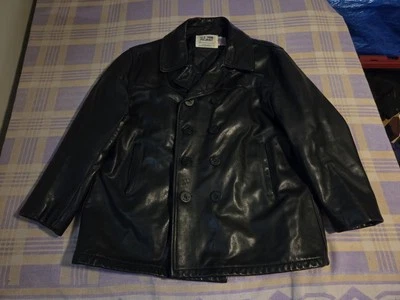 De Colección Schott Bros US 740N Abrigo Guisante Chaqueta de Cuero Negro Hecho en EE. UU. Para Hombres Talla 48 Foto 1 de 4