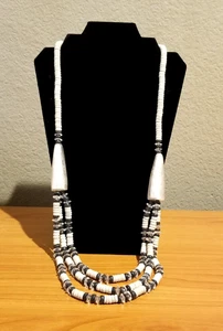 **Vintage Tribal Boho lange übergroße Holz und große folierte Zapfen Halskette** - Bild 1 von 7
