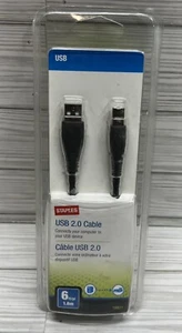 NEW ~ Staples 18801 USB 2.0 Cable 6 Foot 480Mbps - Picture 1 of 4