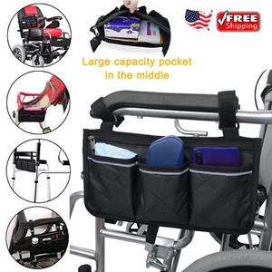 Outdoor Wheelchair Side Pocket Organizer Holder Pouch Armrest Storage Bag Pouch - Picture 1 of 12