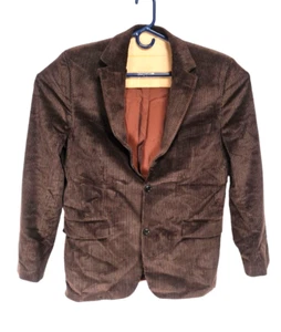 HUGO BOSS Mens Blazer Jacket Size 42L Brown Corduroy Striped Long Sleeve 298P - Picture 1 of 10
