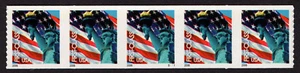UNITED STATES, SCOTT # 3969, STRIP OF 5 PNC5 # S1111, FLAG & STATUE OF LIBERTY - Picture 1 of 1
