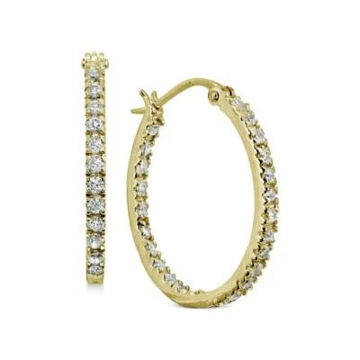 Pendientes de aro ovalados Giani Bernini pequeños de circonita cúbica dentro y fuera 18 k GP esterlina Foto 1 de 4