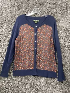 Eddie Bauer Cardigan Sweater Womens XL Multi Paisley Raglan Sleeve Button Front - Picture 1 of 14