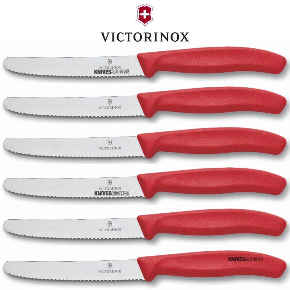 Victorinox Steak & Tomato Cuchillo Pistola Empuñadura 11cm | Juego Rojo x 6 Cuchillos Foto 1 de 1