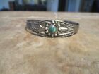 Old Pawn 1950'S Navajo Sterling Silver Turquoise Arrow Concho Bracelet