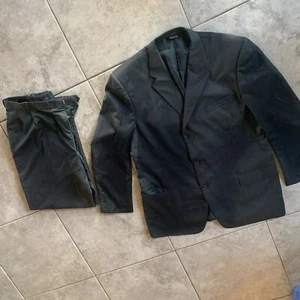 Cianni Cellini Mens 48L Green Single Breasted 2 PC Suit 39x30.5”  Pleats Cuff - Picture 1 of 11