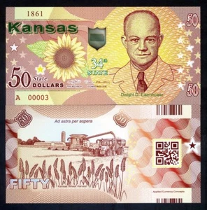 USA Staaten, Kansas, 50 $, Polymer, ND (2018), UNC - Dwight Eisenhower F - Bild 1 von 1