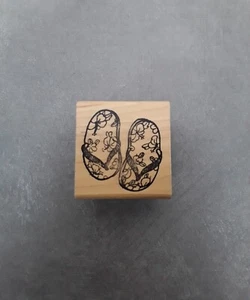 Aloha Hawaii Flip Flops Rubber Stamp Stampettes Vintage 1982 Sandals - Picture 1 of 6