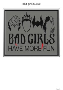 Bad girls have more fun,60x50", written and graph pattern included - Picture 1 of 1