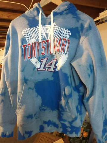 NASCAR Tony Stewart Sweatshirt Mens Large Hoodie Blue Bleached Pullover Race A12 Cover