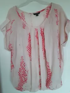 GEORGE BLUSA TOP CINTURA ELÁSTICA ROSA ROJO MUJER TALLA 1X 2X - Imagen 1 de 3