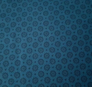 P&B Textiles Bear Essentials 4 BTY Black Medallion Dark Teal Blender - Picture 1 of 3
