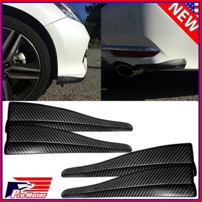 4 x Front Rear Carbon Fiber Bumper Corner Lip Side Scratch Protector Strap Guard - Image 1 of 4