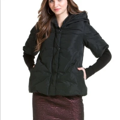 NWT $595 PINK TARTAN black down Puffa puffer jacket coat knit sleeves hooded L - Image 1 of 4