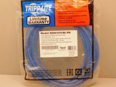 2 Tripp-Lite N204-010-BL-RA Cat6 RJ45 M/M Gigabit Right Angle Patch Cables 10ft - Image 1 of 3