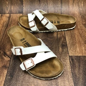 Birkenstock White Two Buckle Slide Yao Women's Size EU 38 Ladies US 7 MINT - Picture 1 of 9