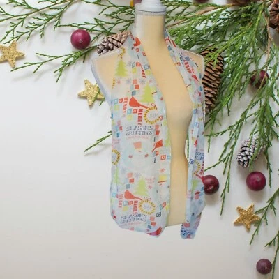 Christmas Decorations Women's Scarf sheer  MCM Balls design Red Green T22 - Imagem 1 de 4