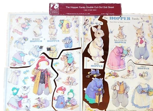 Muñecas de papel vintage HOPPER FAMILY Bunny Rabbit, paquete de doble hoja Merrimack 1989 - Imagen 1 de 7