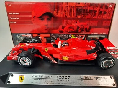 Hot Wheels Ferrari F2007 #6 Raikkonen World Champion 2007 Hat Trick 1/18 M6712 - Immagine 1 di 3