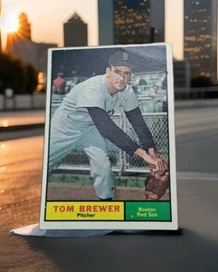 1961 Topps Baseball Card Tom Brewer Boston Red Sox P #434 Vtg VG No Creases - Picture 1 of 2
