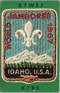 1967 BOY SCOUT XII WORLD JAMBOREE Postcard Idaho Patch BSA Scouting / QSL Card - Picture 1 of 2