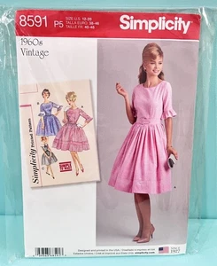 Simplicity 8591 Misses Petite 1960 Reproduktion Vintage Kleid ungeschnitten Größen 12-20 - Bild 1 von 7