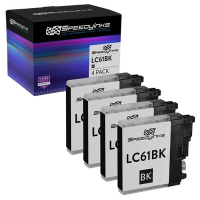 4pk For Brother LC61Bk Black for DCP MFC Printers LC61 Series - Image 1 of 4